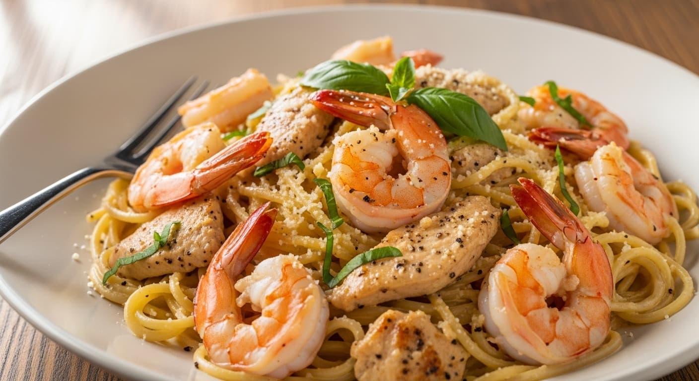 Chicken and Shrimp Carbonara