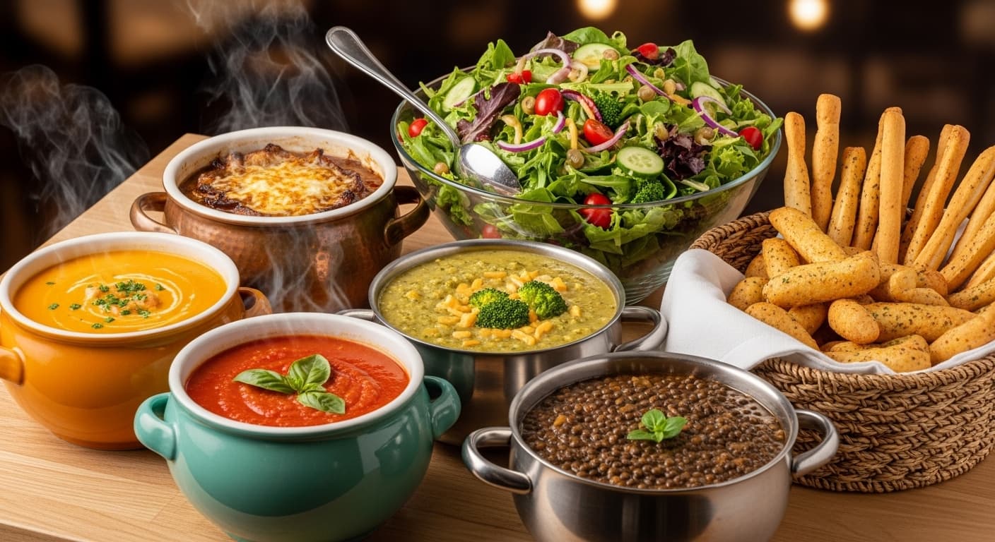 Catering Soups, Salad & Breadsticks