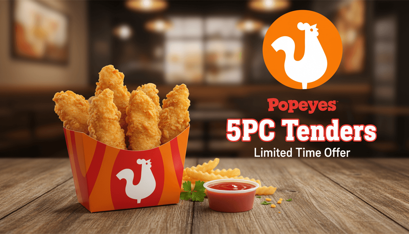 5Pc Tenders at Popeyes - $9.99