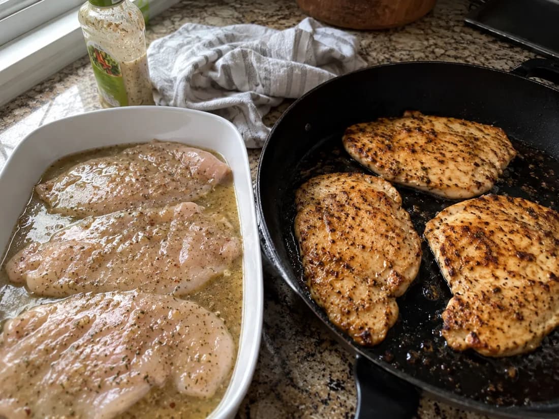 Marinate and sear - LongHorn Parmesan Crusted Chicken Copycat Recipe
