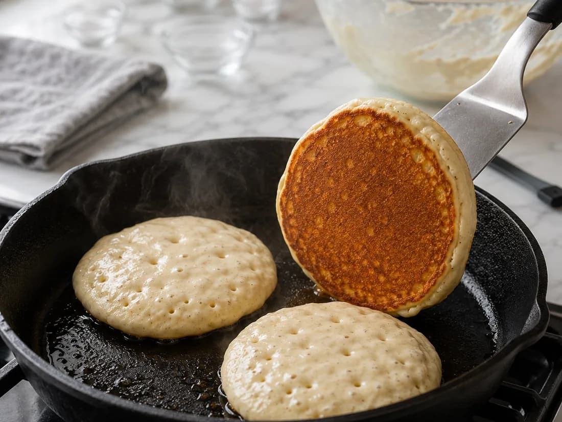 One flip, no pressing - Fluffy Pancake Recipe (Tall and Light)