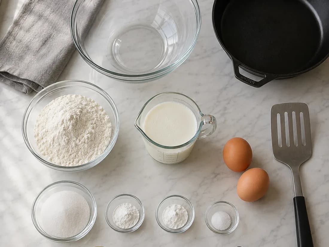 Two bowls, mixed separately - Fluffy Pancake Recipe (Tall and Light)